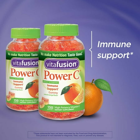 Vitafusion Power C Immune Support Gummy Vitamins Dietary Supplement, Orange, 150 Ct (2 Pack) (Bundle)