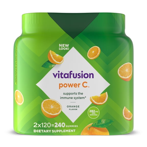 vitafusion Power C Vitamin C Gummies, Immune System Support(1), Orange, 120 Count, 2 Pack