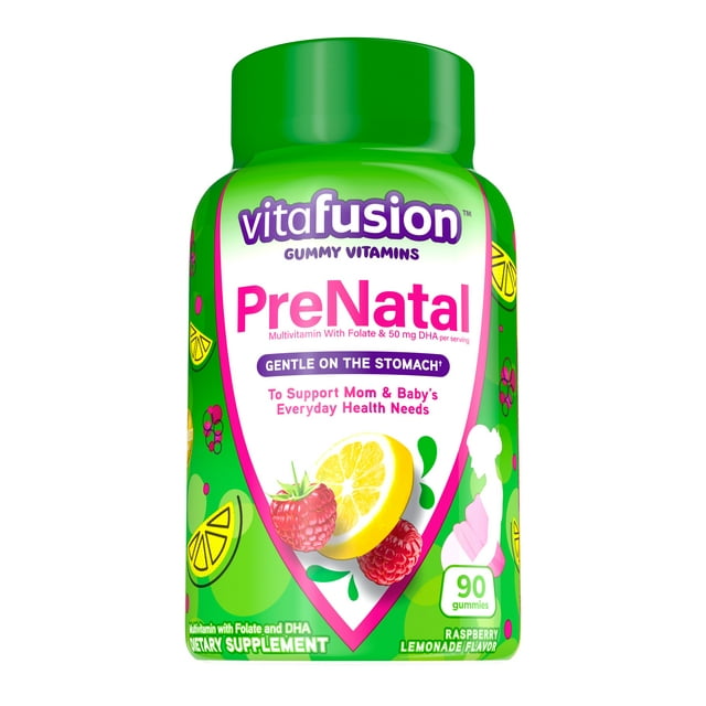 vitafusion PreNatal Gummy Vitamins, Raspberry Lemonade Flavored, Pregnancy Vitamins for Women, 90 Count