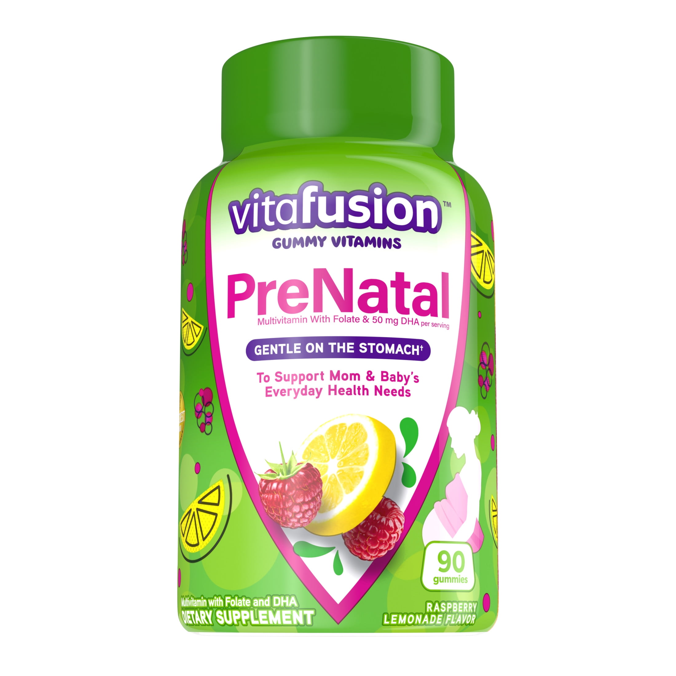 vitafusion PreNatal Gummy Vitamins, Raspberry Lemonade Flavored, Pregnancy Vitamins for Women, 90 Ct