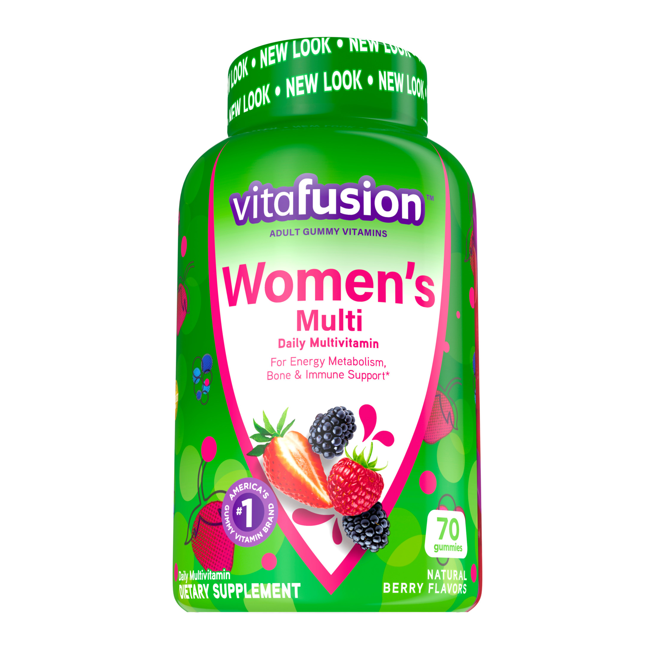 vitafusion Women’s Daily Gummy Multivitamin: vitamin C & E, Delicious Berry Flavors, 70ct (35 day supply), from Vitafusion, the gummy vitamin experts. - image 1 of 9