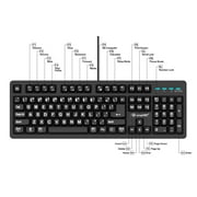 vitalASC Spill-resistant Full-Size USB Wired Keyboard, Black