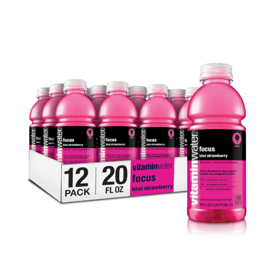 vitamin-water focus electrolyte enhanced water w/vitamins, kiwi-strawberry drinks, 20 fl oz, (Pack of 12)