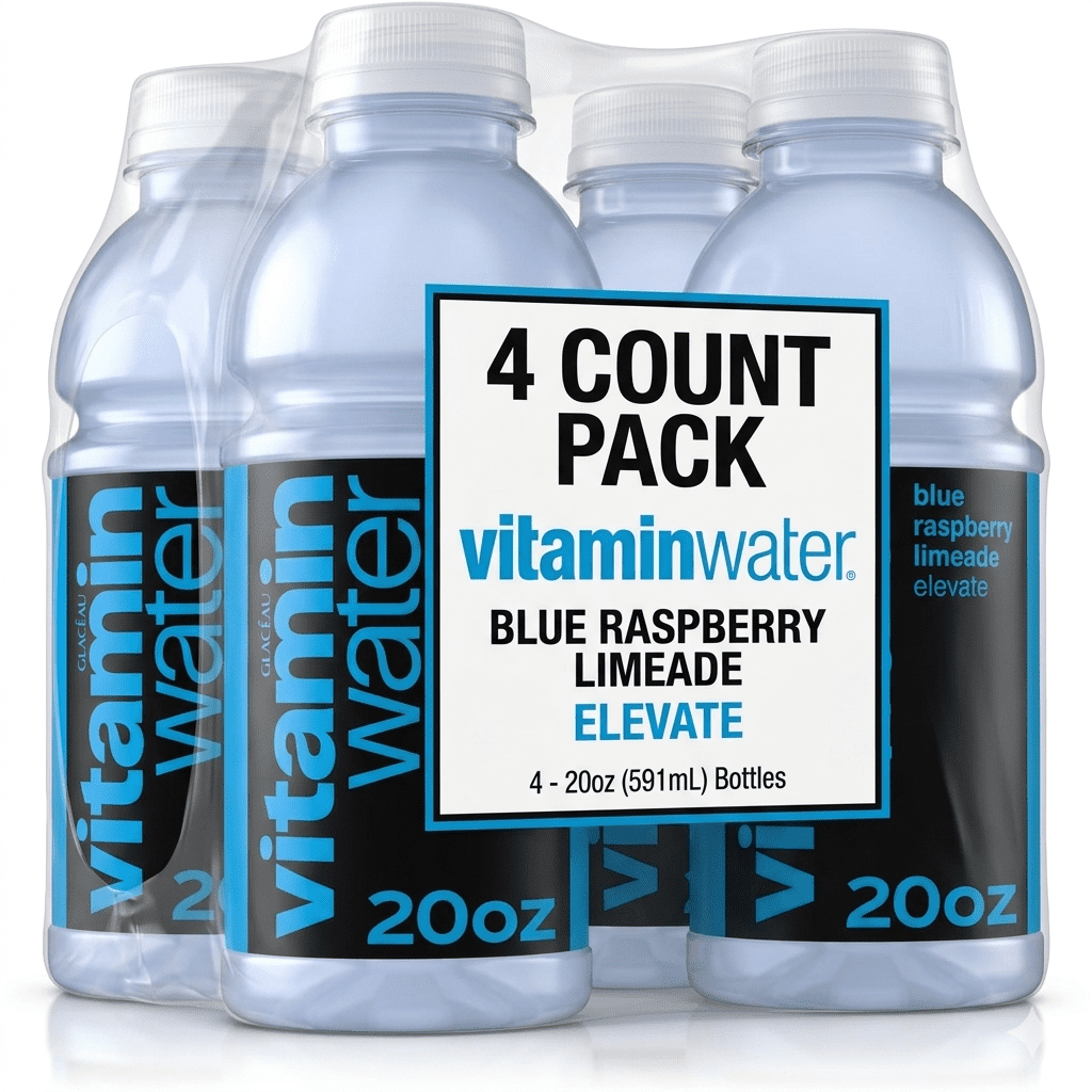 vitaminwater Elevate Blue Raspberry Limeade Flavored Water Beverage, 20 fl oz Bottle