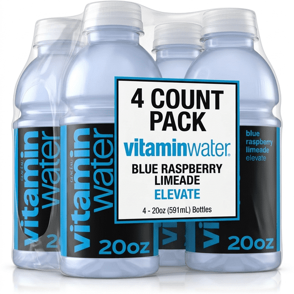 vitaminwater Elevate Blue Raspberry Limeade Flavored Water Beverage, 20 fl oz Bottle