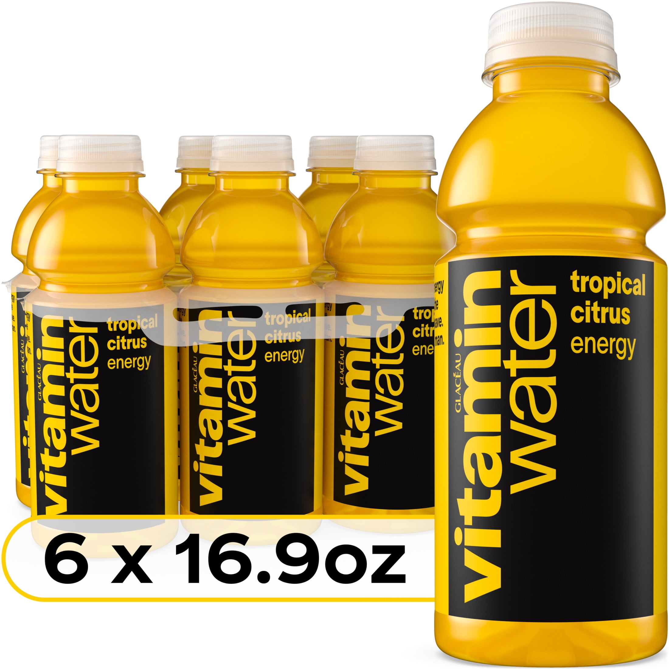 vitaminwater Energy Tropical Citrus Flavored Water Beverage, 16.9 fl oz, 6 Pack Bottles