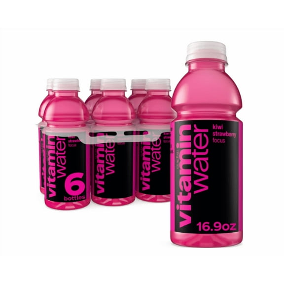vitaminwater-Focus Kiwi Strawberry Flavored Water Beverage, 16.9 fl oz, 6 Pack Bottles