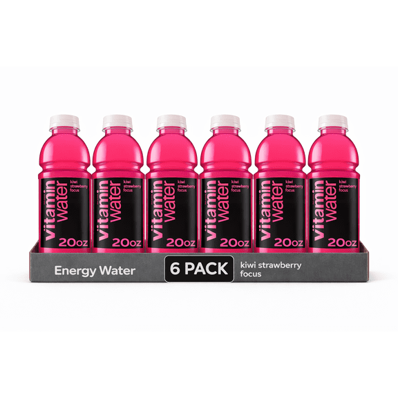 vitaminwater Focus Kiwi Strawberry Nutrient Enhanced Flavored Water Beverage, 20 fl oz Bottles (6 Pack)