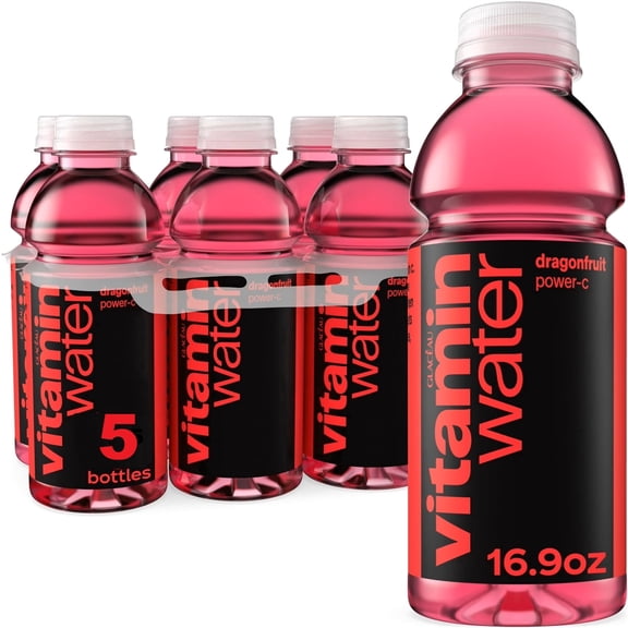 vitaminwater Power-C Dragonfruit Flavored Water Beverage, 16.9 fl oz, 5 Pack Bottles