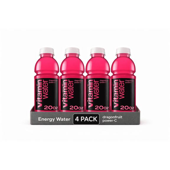 vitaminwater Power-C Dragonfruit Nutrient Enhanced Flavored Water Beverage, 20 fl oz Bottles (4 Pack)