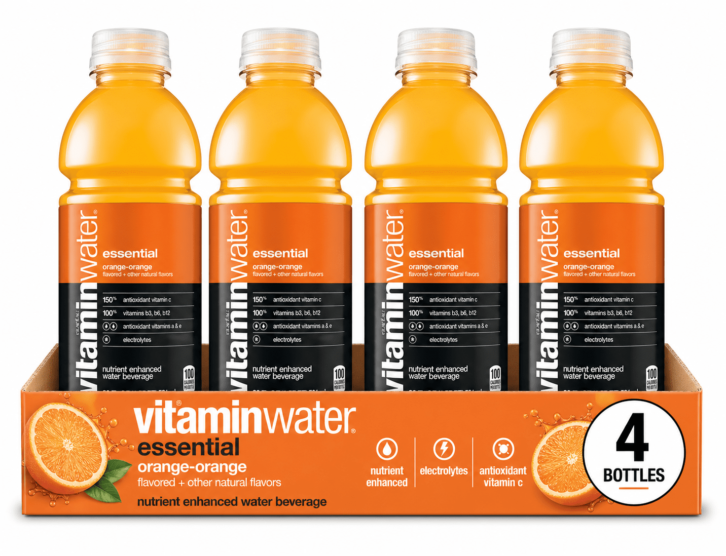 vitaminwater essential Orange Orange Nutrient Enhanced Water Beverage, Naturally Flavored, 4 Count