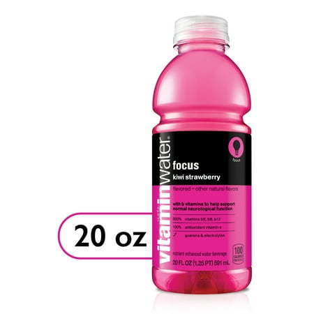 vitaminwater Focus Kiwi Strawberry Flavored Water Beverage, 20 fl oz Bottle