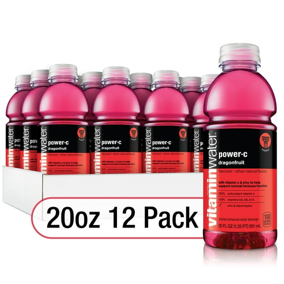 vitaminwater power-c electrolyte enhanced water w/ vitamins, dragonfruit drinks, 20 fl oz, 12 Pack