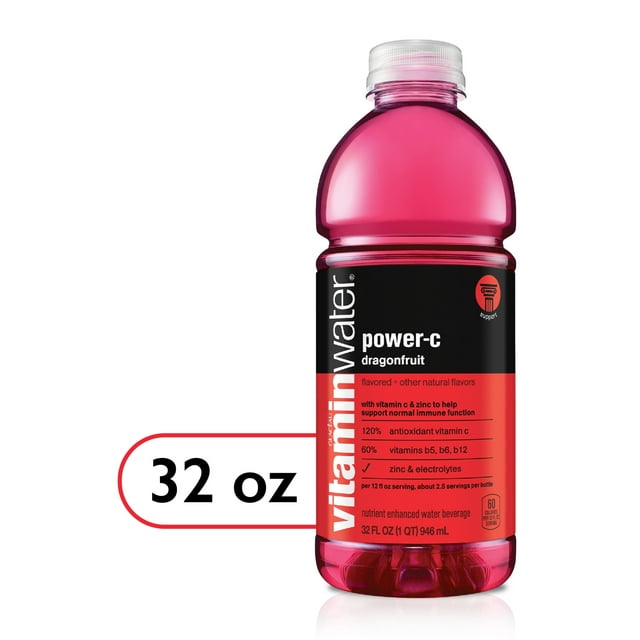 Vitaminwater Zero Power C - Dragonfruit Flavored Vitamin Water, 16.9oz 6-Pack