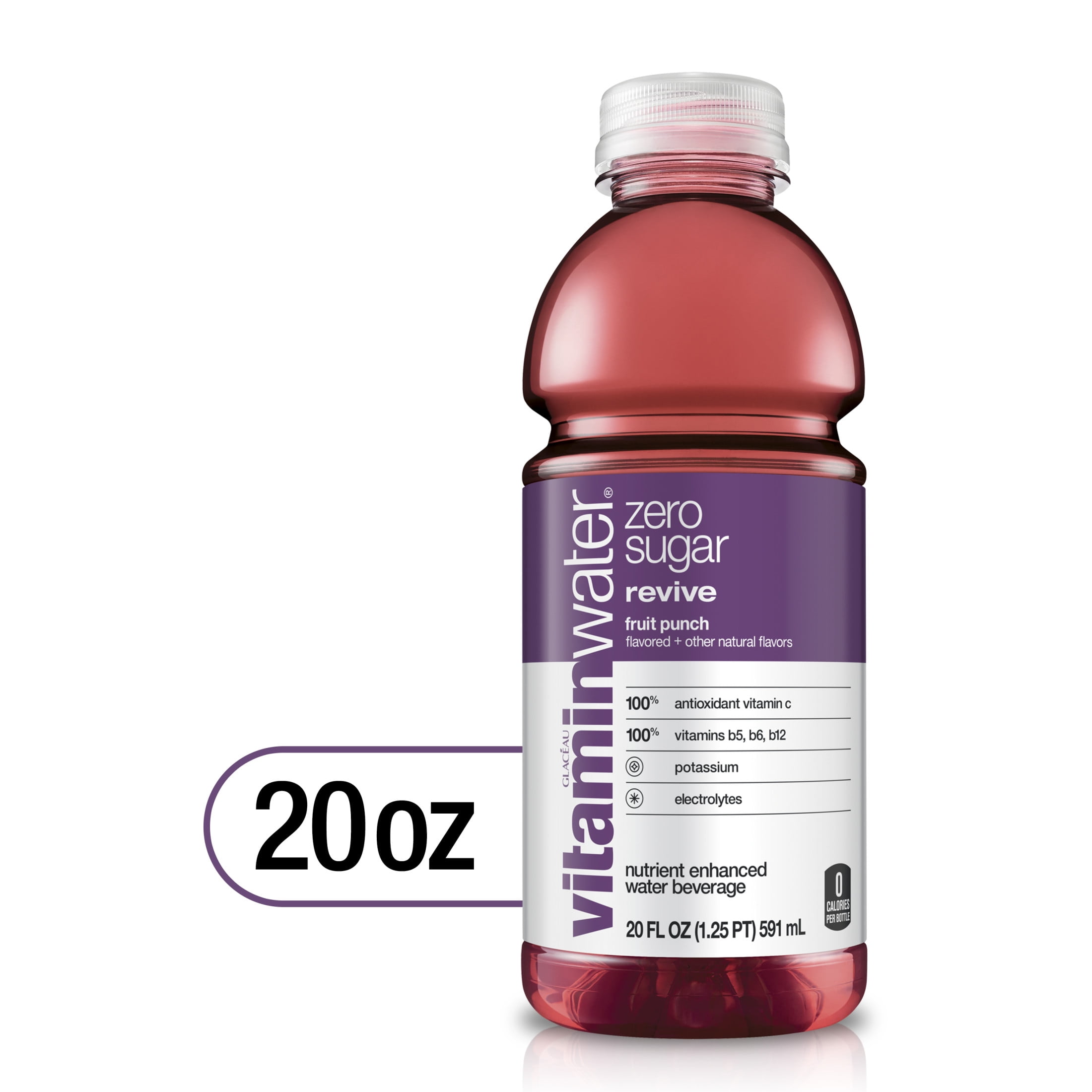 vitaminwater zero sugar reset, electrolyte enhanced water w/ vitamins, pineapple coconut drink, 20 fl oz