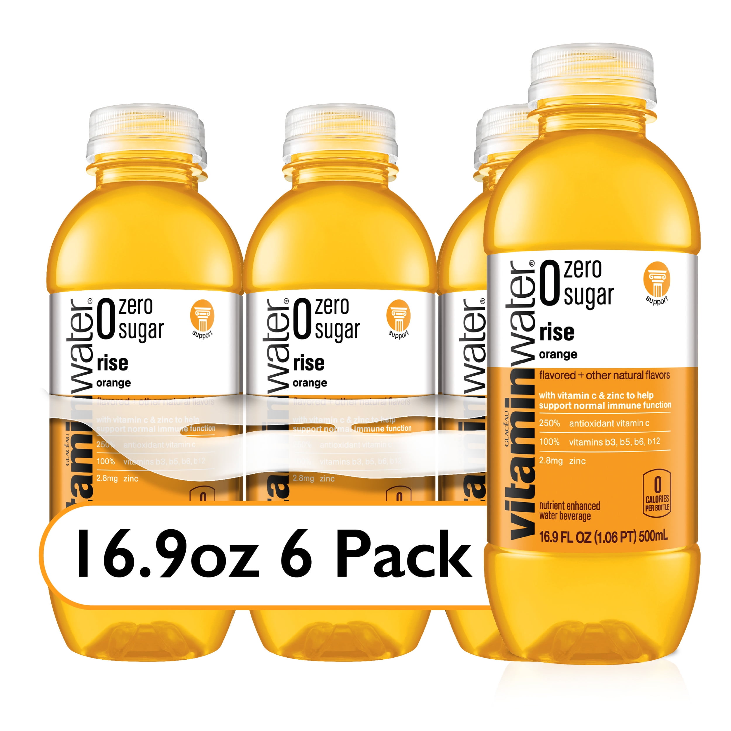 vitaminwater zero sugar rise electrolyte enhanced water, orange, 16.9