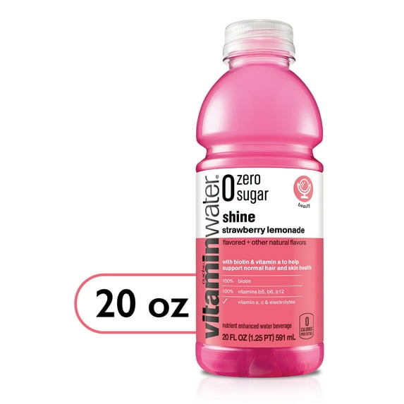vitaminwater zero sugar shine, electrolyte enhanced water, strawberry lemonade, 20 fl oz-Pack Of 2