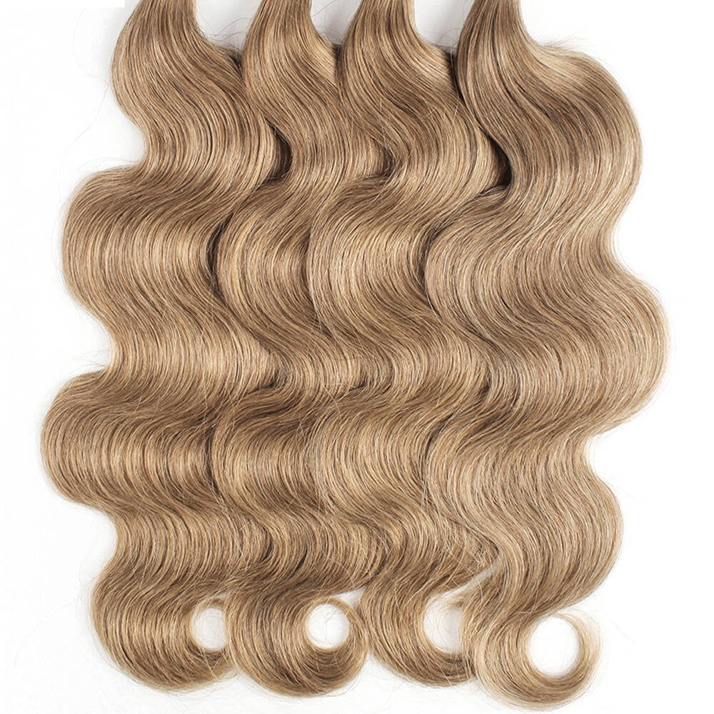 viviaBella Body Wave Virgin Hair Clip in Human Hair Extensions Ash