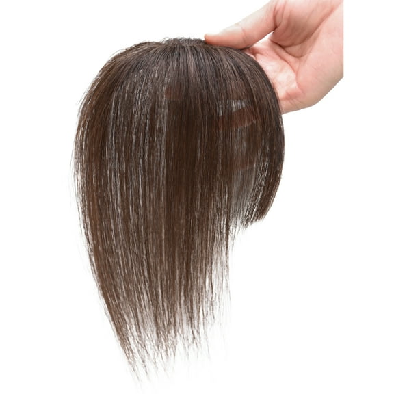 viviaBella Clip in Bangs Real Human Hair with high cranial top for volume Light and airy French bangs for women Clip On Air Bangs for Daily Wear (Dark Brown, 3D French Bangs 1.96"X2.75")