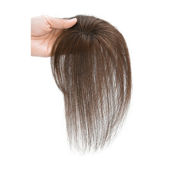 viviaBella Clip in Bangs Real Human Hair with high cranial top for volume Light and airy French bangs for women Clip On Air Bangs for Daily Wear (Medium Chocolate Brown, 3D French Bangs 1.57"X2.36")