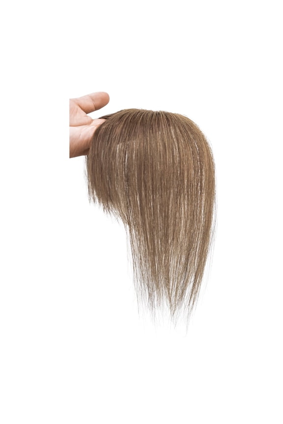 Clip in Bangs Real Human Hair with high cranial top for volume Light and airy French bangs for women Clip On Air Bangs for Daily Wear (8#Ash Brown, 3D French Bangs 1.57"X2.36")
