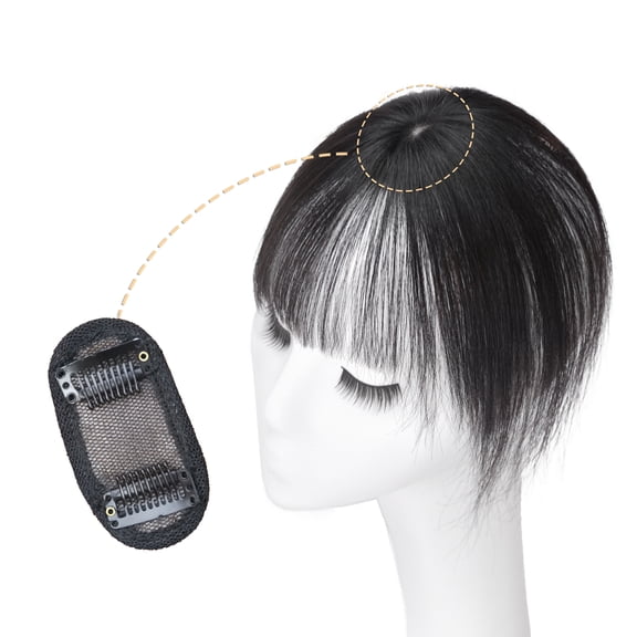 viviaBella Human Hair Clip in Hair Bangs 3D Machine Made Mono Base Clip-on Bangs Topper Real Hair Air Bangs One Piece Clip in Hair Topper/Hair Fringe
