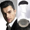 thumbnail image 1 of viviaBella Human Hair Patch Hand Tied LaceToupee Human Hair Extension Men Wig To Cover Baldness Attach Easily With Glue or Tape, 1 of 5