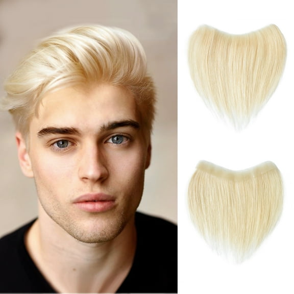 viviabella Frontal Hairpiece for men Natural Black Hair Extension Hairline Loss Straight Tape in Human Hair Toppers Replacement Toupee