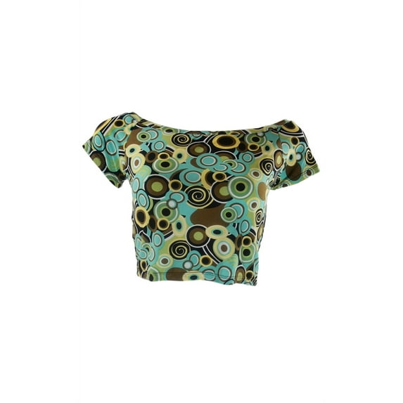 vivian's fashions top - print crop top, short sleeve