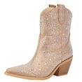 vivianly Rhinestone Cowboy Boots for Women Western Ankle Glitter Booties Cowgirl Boots, Women