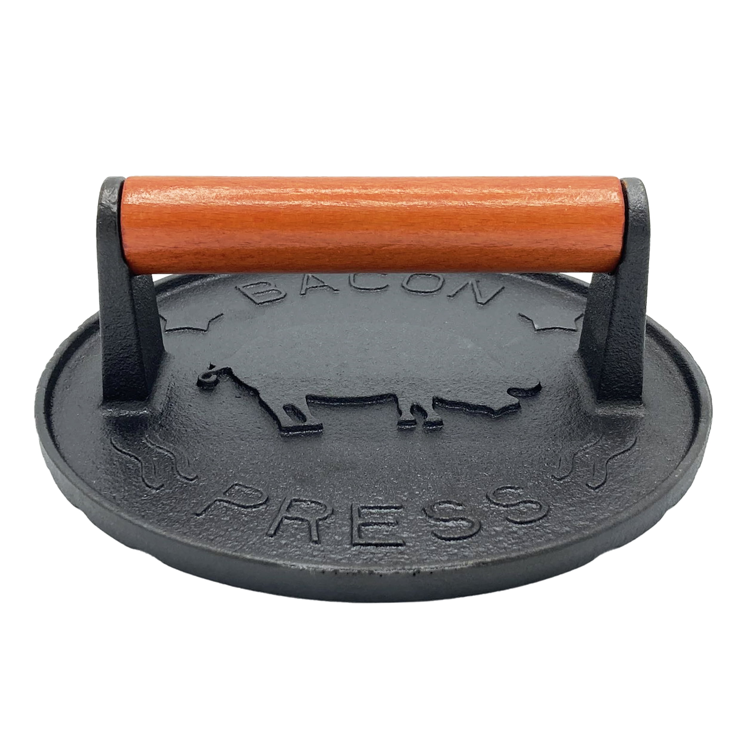 vivicreate 7 inch Diameter Griddle Press, Bacon Press, Grill Press, Burger Press,Meat Press, cast Iron Grill Press, Barbecue Press, Iron Press with Wooden Handle