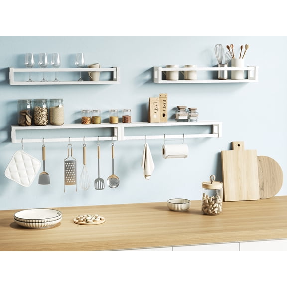vivilife Solid Wood Floating Shelves for Nursery & Kids Room, 24", Natural Wood (Set of 3)