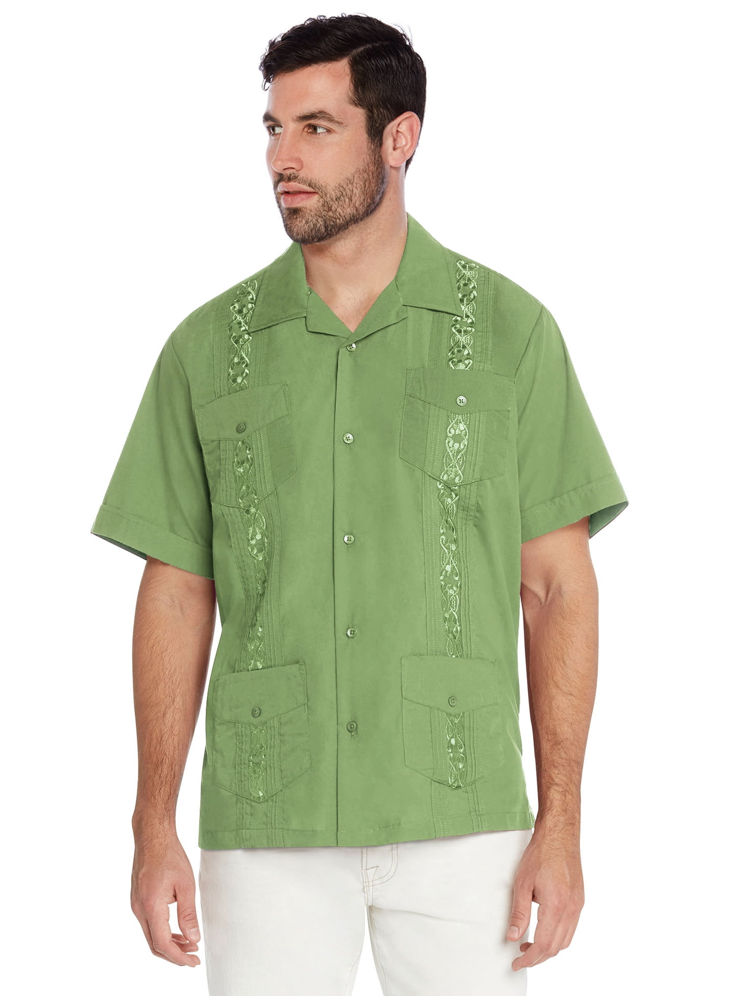 Men's Guayabera Cuban Beach Wedding Casual Short Sleeve Dress Shirt (Apple Green, XS) - Walmart.com Men's Guayabera Cuban Beach Wedding Casual Short Sleeve Dress Shirt (Apple Green, XS) - Walmart.com