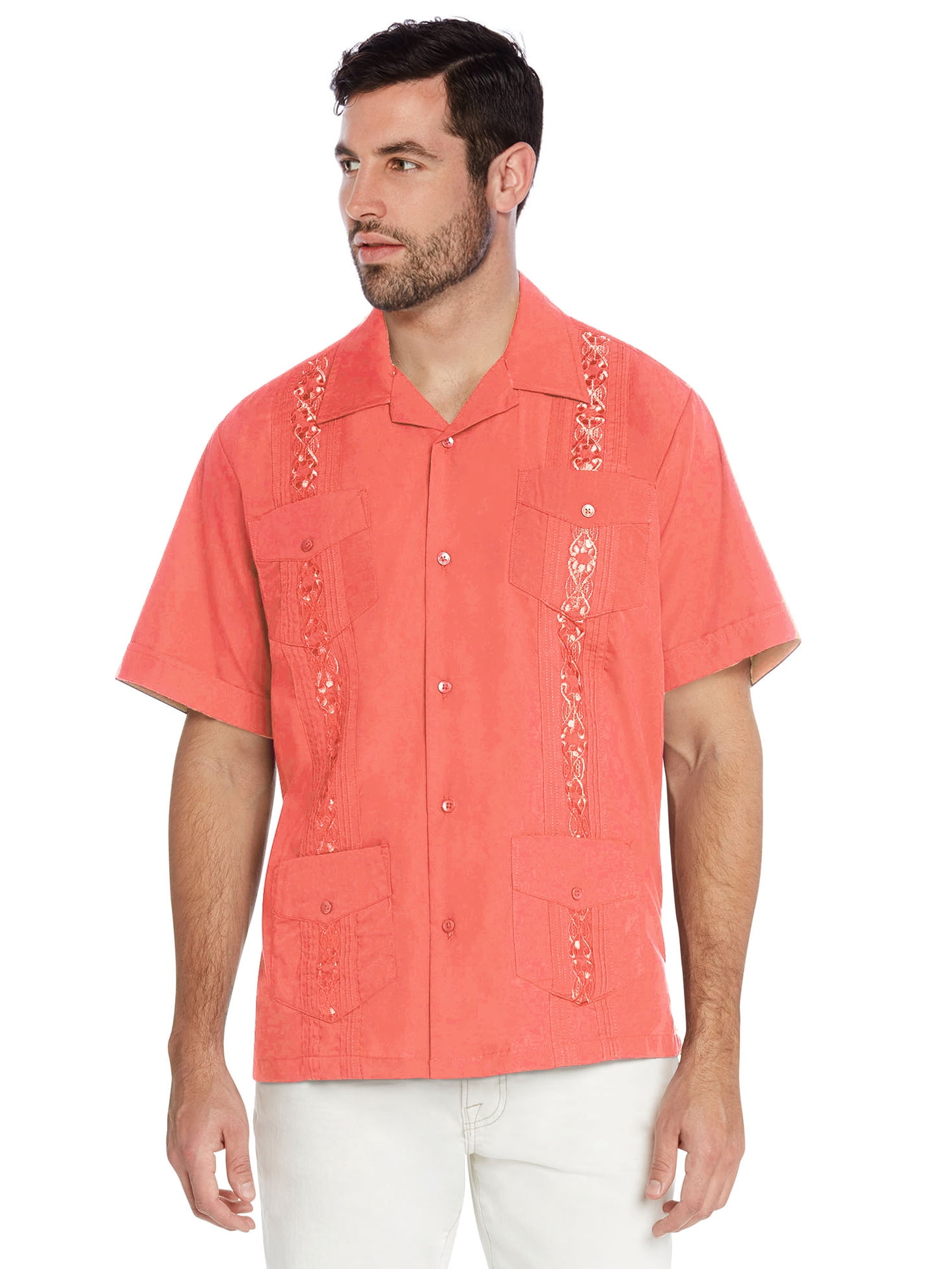 mens coral short sleeve dress shirt Coral Reef Short Sleeve Men Button Up Shirt, Sea Ocean Beach Tropical Fish Print Casual Buttoned Down Summer Collared Dress Shirt