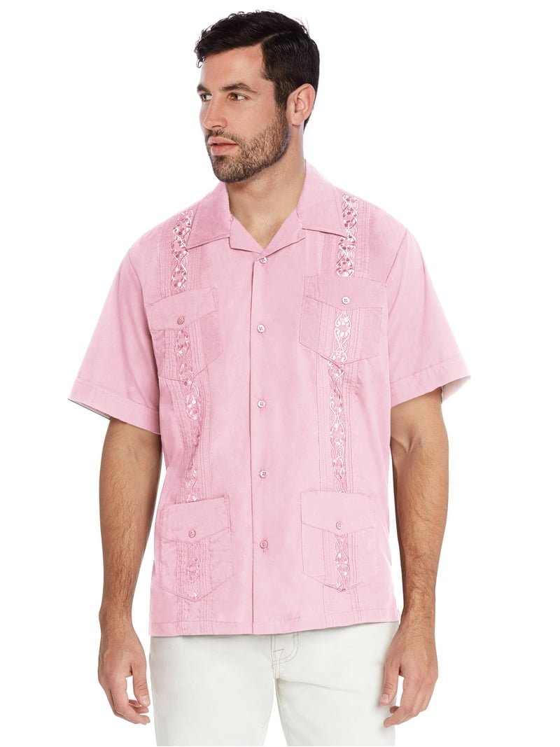 cuban dress shirts Men's Short Sleeve Cuban Style Guayabera Shirt (Sage/Mint) Sage/Mint / Small