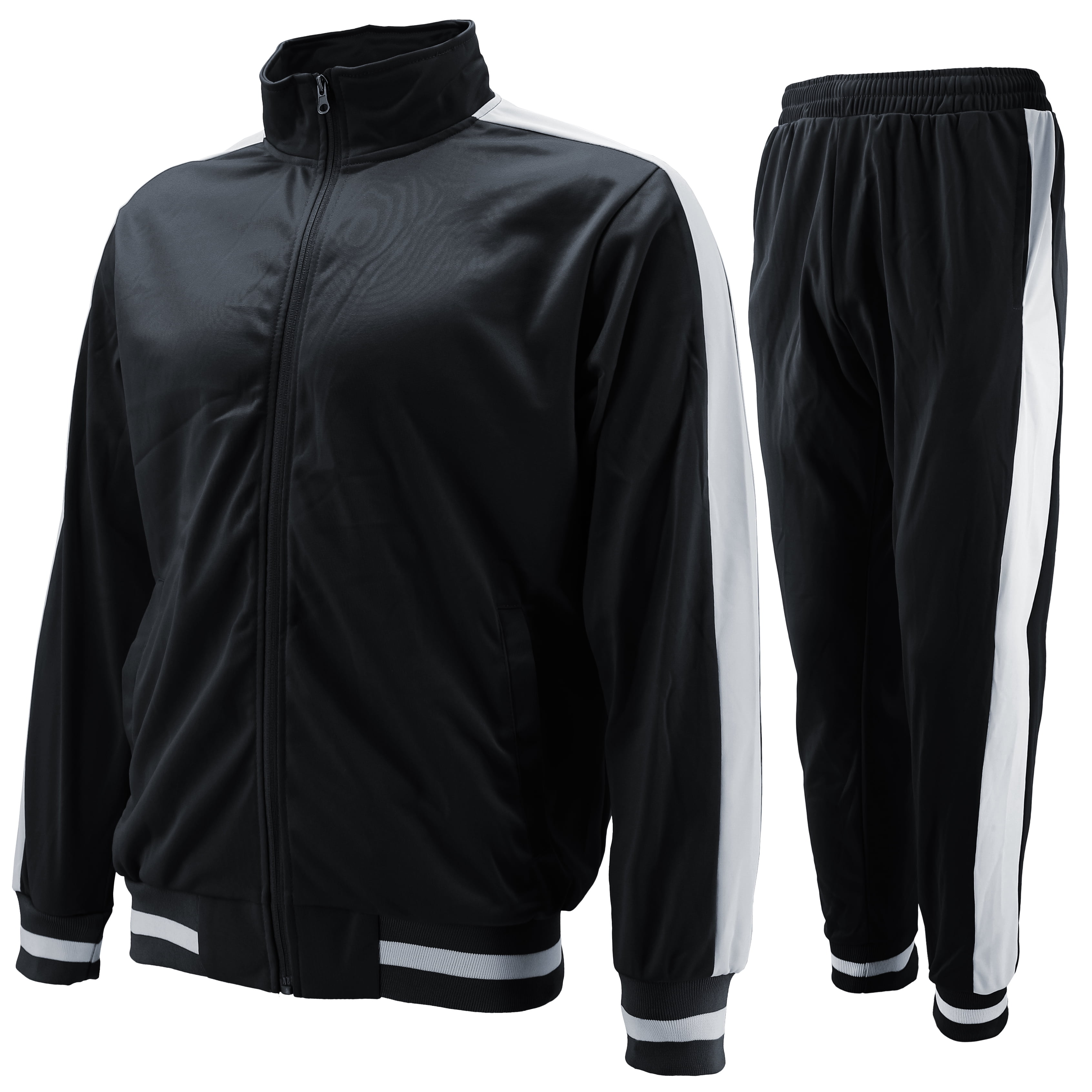 Runner Suit vkwear Men's Striped Athletic Running Jogging Gym Slim Fit Sweat Track ...