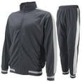 thumbnail image 1 of vkwear Men's Striped Athletic Running Jogging Gym Slim Fit Sweat Track Suit Set (Grey, L), 1 of 3