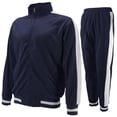 thumbnail image 1 of vkwear Men's Striped Athletic Running Jogging Gym Slim Fit Sweat Track Suit Set (Navy, 6XL), 1 of 3