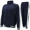 thumbnail image 1 of vkwear Men's Striped Athletic Running Jogging Gym Slim Fit Sweat Track Suit Set (Navy, L), 1 of 3