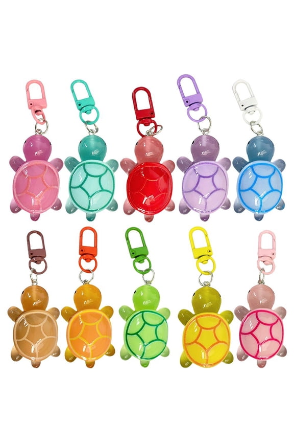 10 Pcs Luminous Mini Turtle Figurines Keychain Glow in The Dark Mini Turtles Tiny Turtle Resin Animal Keychains for Under The Sea Party Favors Birthday Party Supplies