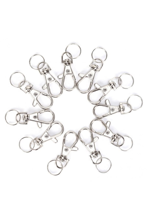 10 pcs Metal Carabiner Clip Swivel Trigger Dog Buckle Keychain Keyhooks Retaining Ring DIY Craft