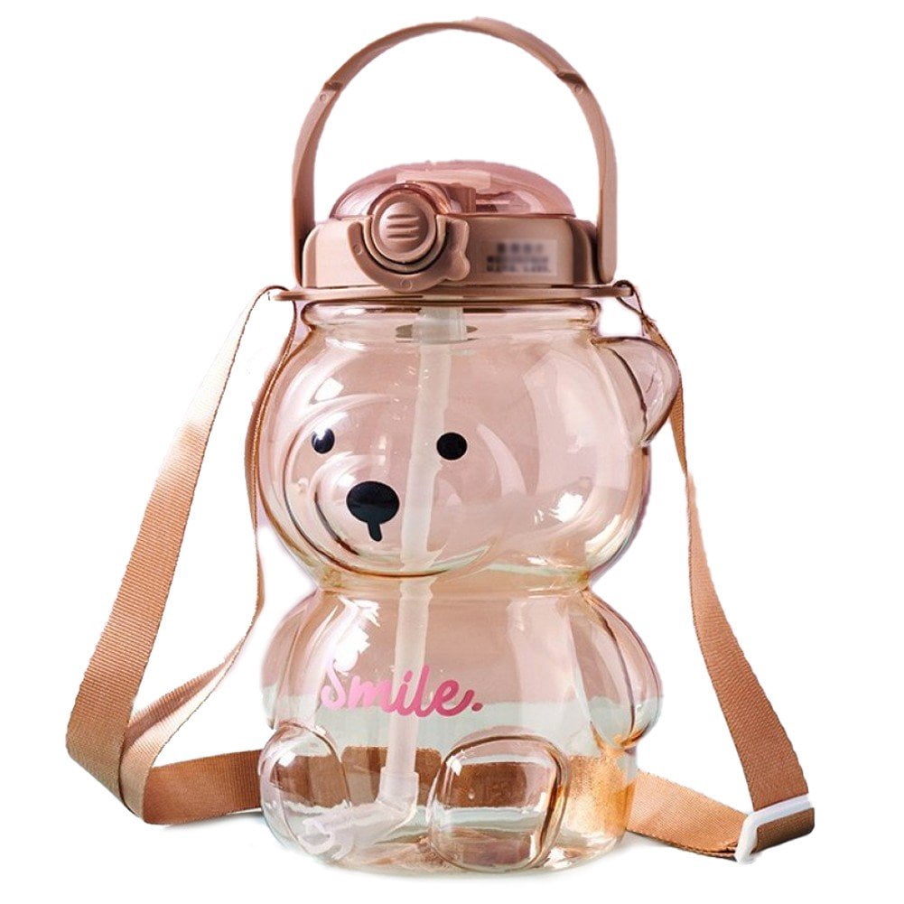 vlrwzc 1000ml Large Kawaii Bear Shaped Water Bottle with Straw and ...