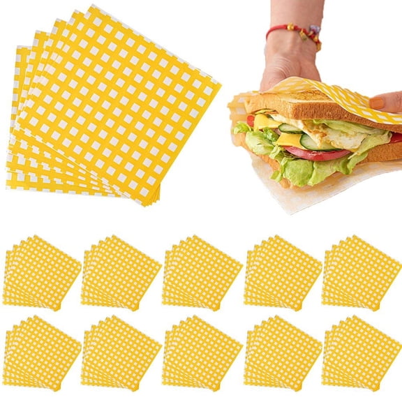 vlrwzc 100pcs Fried Food Packaging Papers Convenient Sandwich Wrappers (Yellow)