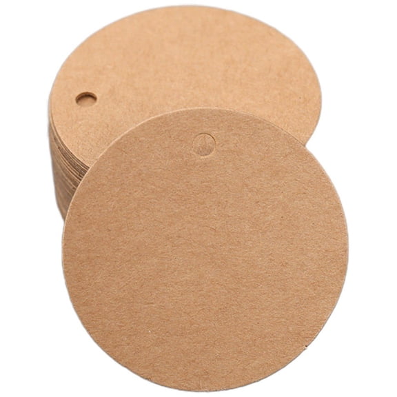 vlrwzc 100pcs Round Gift Tags Kraft Paper Labels Small Price Tags Blank Hanging Tags Luggage Note Craft Project Hanging Tag