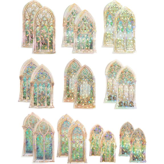 vlrwzc 10Pcs/set Moonlight Sonata Decorative Sticker Retro Ice Crystal Flower Window Scrapbooking Label DIY Diary Album Planner Decorative Decal