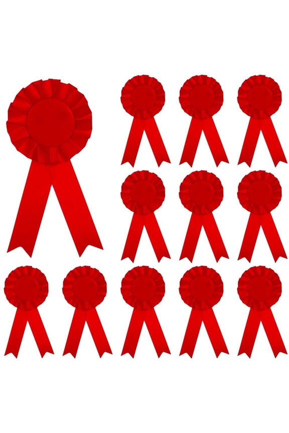 12 Pack Red Award Ribbons 1st Place Rosette Prize Recognition for Sport Event Contest