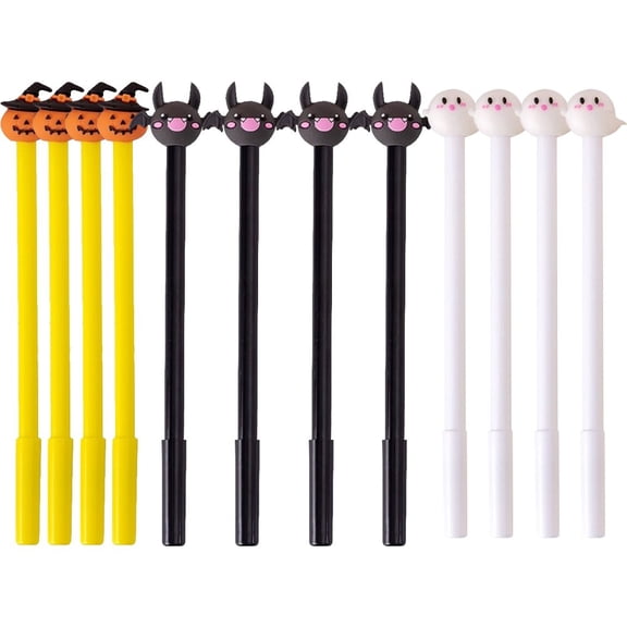 vlrwzc 12Pcs/Lot Creative Halloween Neutral Pen Cute Pumpkin Bat Ghost Gel Pen 0.5mm Black Ink Stationery Holiday Gifts Gel Pens