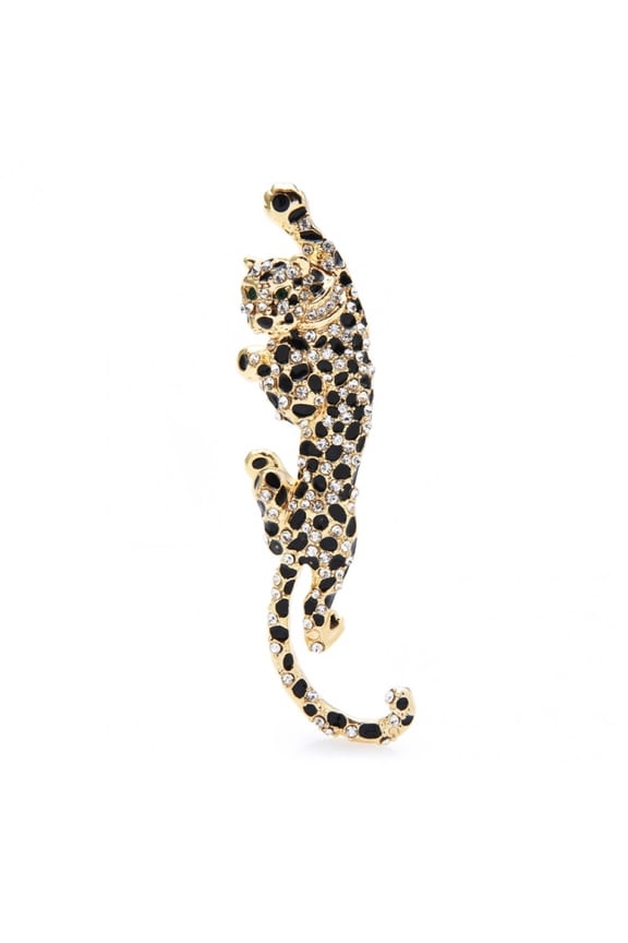 1pc Climbing Leopard Brooch Pins For Women And Men Enamel Animal Brooches Winter Luxury Jewelry New Year Gift
