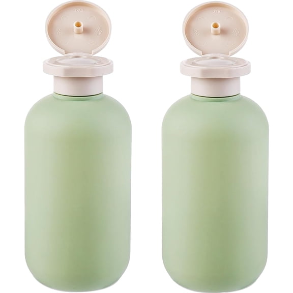 vlrwzc 2 Pack Travel Squeeze Bottles with Flip Cap 200ML Refillable Plastic Travel Containers Empty Bottles for Cream Lotion Shampoo, Green