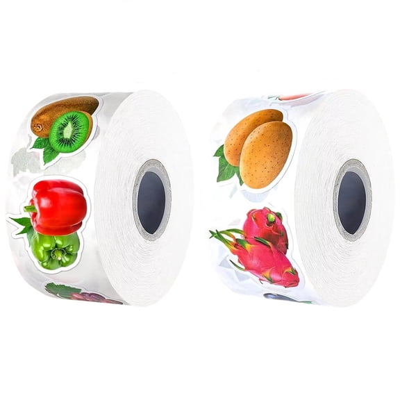 vlrwzc 2 Roll Fruit Vegetable Stickers, Cute Food Stickers for , Colorful Waterproof Vegetable Sticker for Teachers Classroom Rewards, Scrapbooking, DIY Crafts